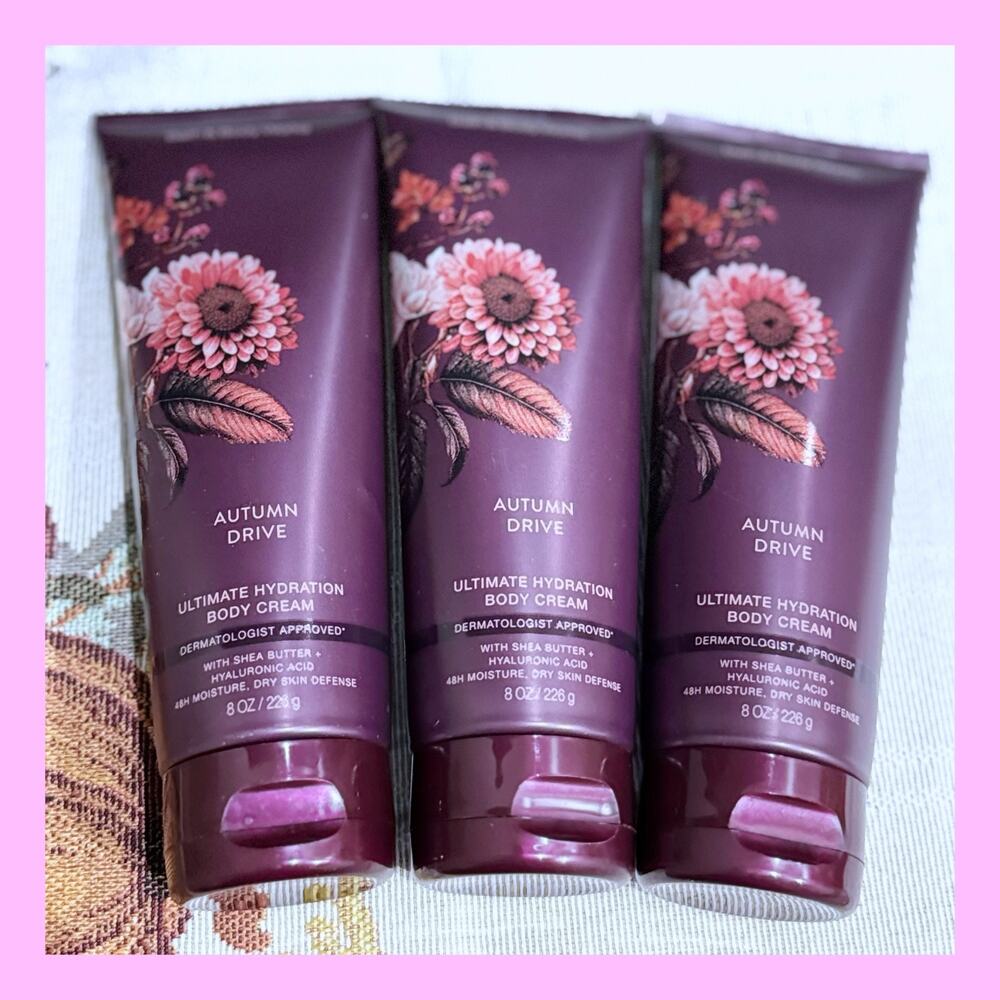 Bath & Body Works Autumn Drive 8 oz Ultimate Hydration Body Cream x3